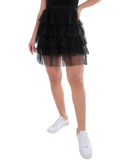 Falda Orange mini negra de cintura alta para mujer