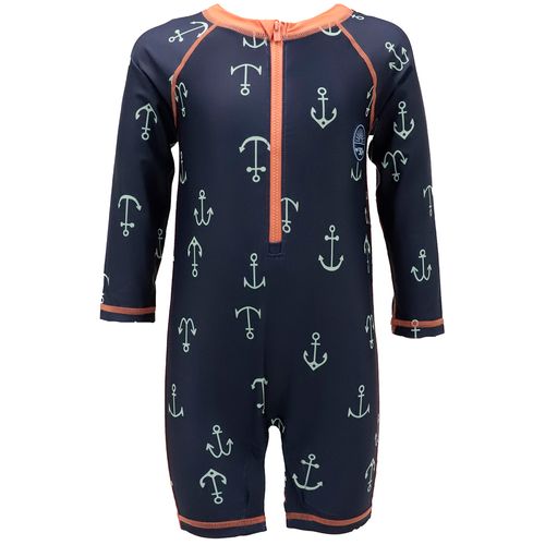 Traje de baño 1 pieza azul con estampado de anclas para niño