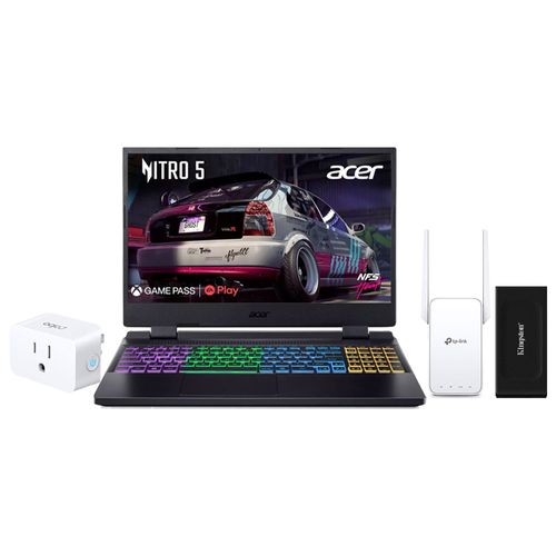 Bundle laptop gaming Acer  AMD Ryzen 7-6800HS  16GB RAM + 512SSD ROM + Nvidia RTX3050 + Memoria 1TB + Enchufe inteligente + extensor de red Wi-Fi