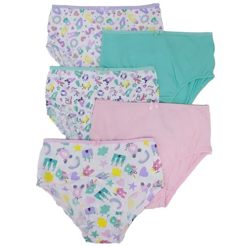 Set de 5 piezas ropa interior multicolor de letras para niña