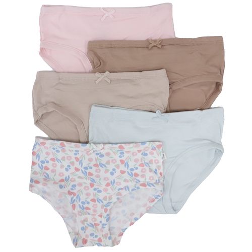 Set de 5 piezas ropa interior multicolor con estampado de flores para niña