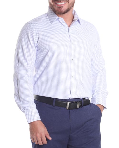 Camisa formal tailored fit Oscar de la Renta azul cuadriculada para hombre