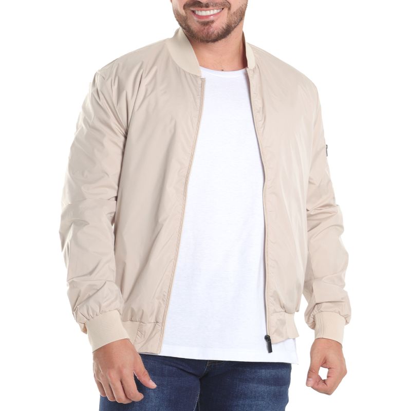 Bomber Abrigo Color Beige Hombre Chaqueta Bomber Color Crema