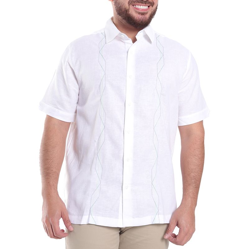 Camisa guayabera Cubavera classic fit blanca con bordado para hombre