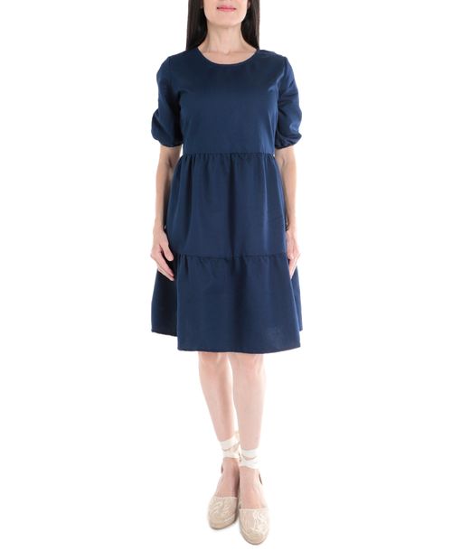 Vestido Sabrina casual azul mangas 3/4 para mujer