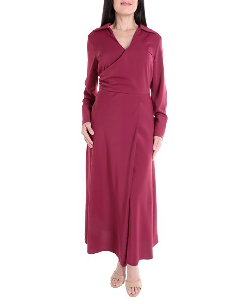 Vestido Sabrina shirt dress color vino manga larga para mujer