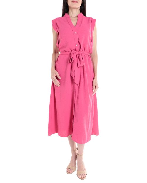 Vestido Sabrina midi rosado sin mangas para mujer