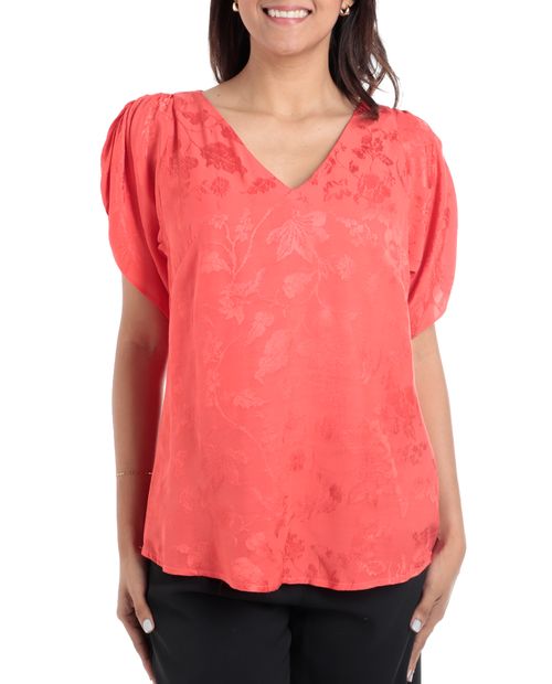 Blusa Sabrina formal estampada manga corta para mujer