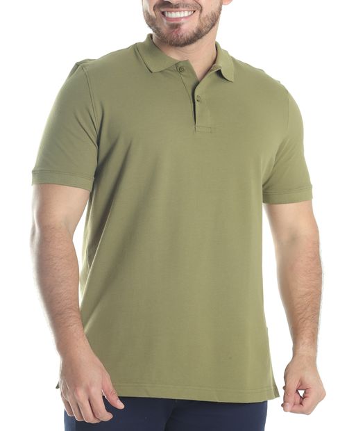 Polo básico texturado color verde oliva para hombre
