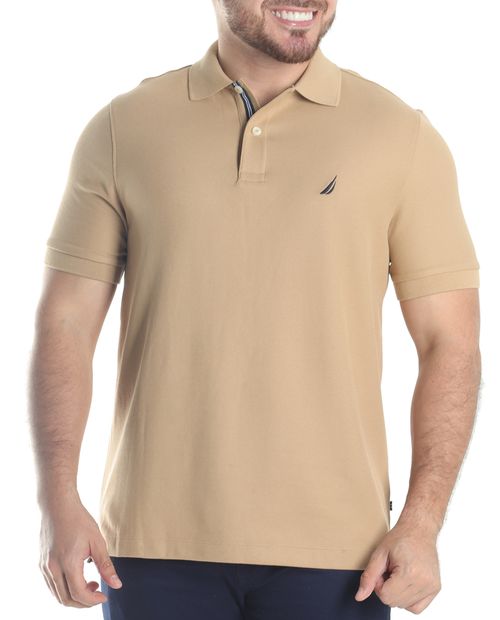 Polo básico texturado beige para hombre Nautica classic fit