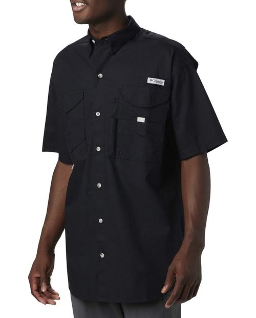 Camisa Columbia PFG Bonehead negra sólida para hombre