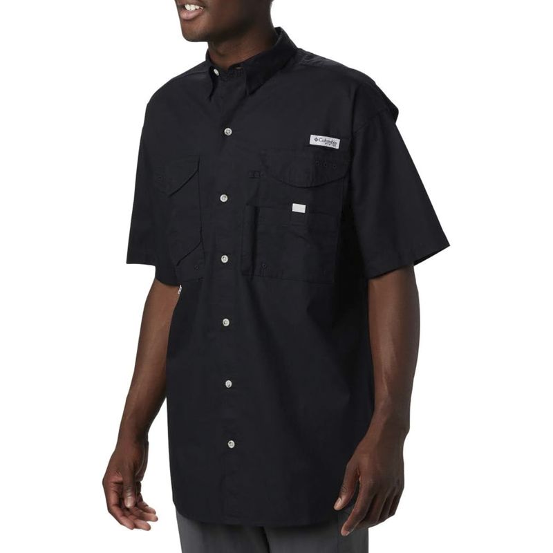 Camisa Columbia PFG Bonehead negra sólida para hombre Siman