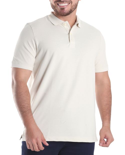 Camisa polo básica Gents beige sólida para hombre