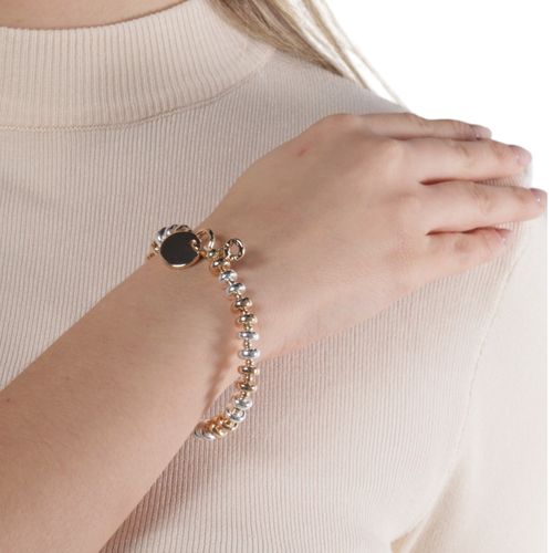 Pulsera bicolor con dije 1cm- 8.5" para mujer