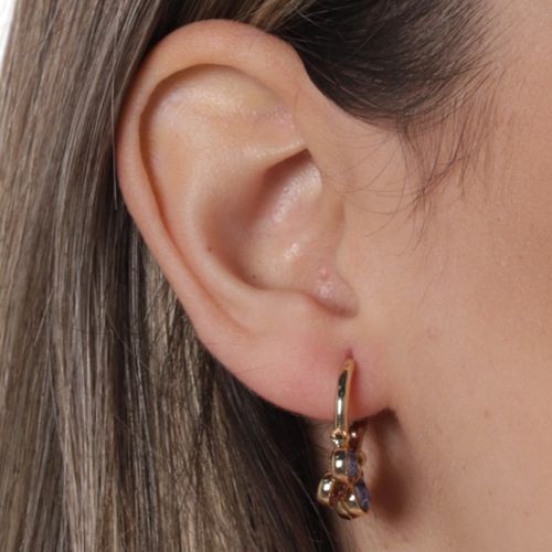 Aretes dorados con piedras multicolor para mujer