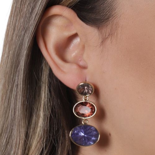 Aretes largos con piedras multicolor para mujer