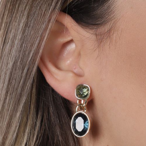 Aretes largos con piedras multicolor para mujer