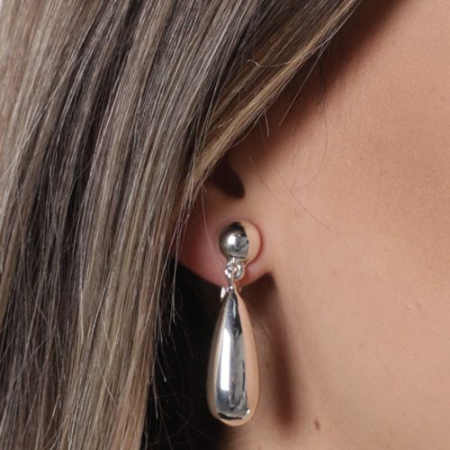 Aretes largos plateados para mujer