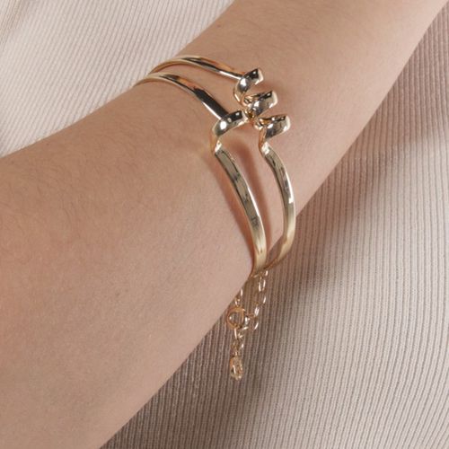 Brazalete doble rígida dorado 4mm-9" para mujer