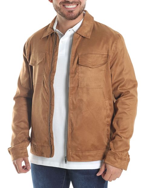Chaqueta de gamuza Gents café claro texturizada para hombre
