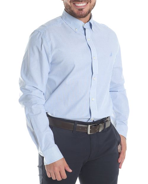 Camisa casual classic fit Nautica celeste rayada para hombre