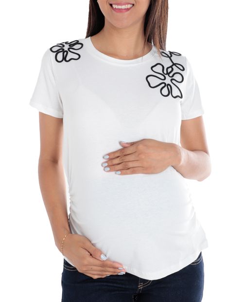Camiseta maternal Sabrina blanca manga corta para mujer