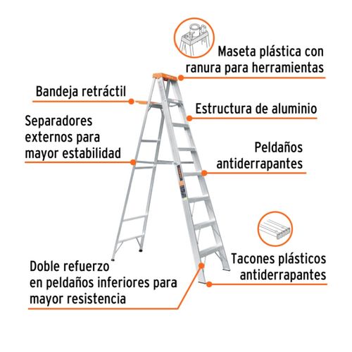 Escalera Aluminio 2 bandas 8 pies