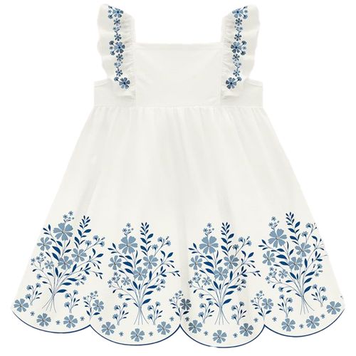Vestido blanco con estampado de flores para bebé niña
