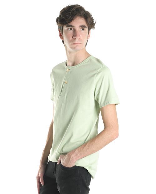 Camisa henley Orange verde claro sólida para hombre