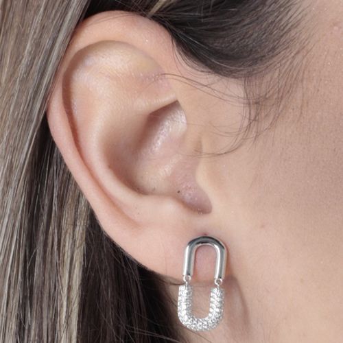 Aretes largos de plata plateados para mujer