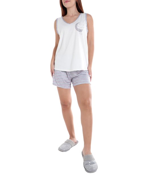 Pijama con short Parisien estampada para mujer