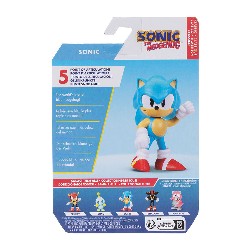 Sonic Classic 11 Cm – Figura Articolata Con Molla, Personaggio Ufficiale Sonic The Hedgehog