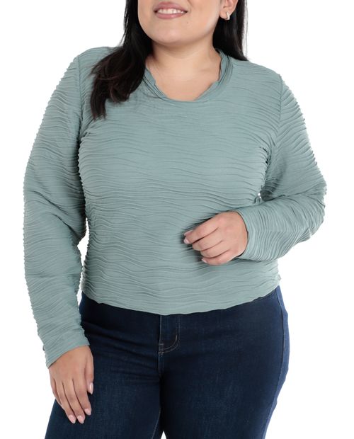 Blusa More Than Angels sweatshirt verde manga larga para mujer