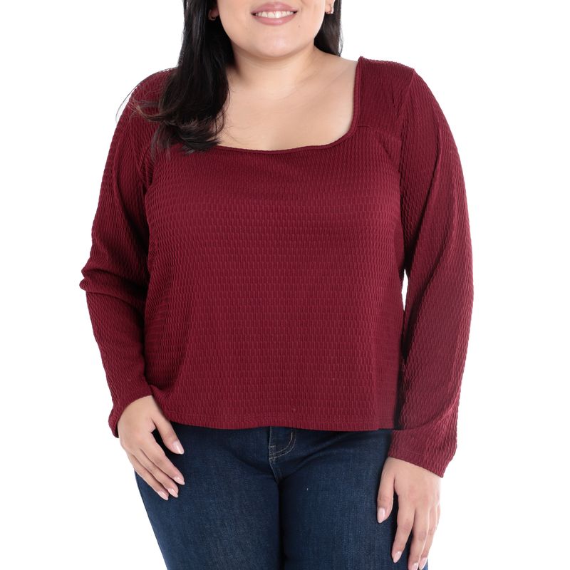 Blusa More Than Angels sweatshirt color vino manga larga para