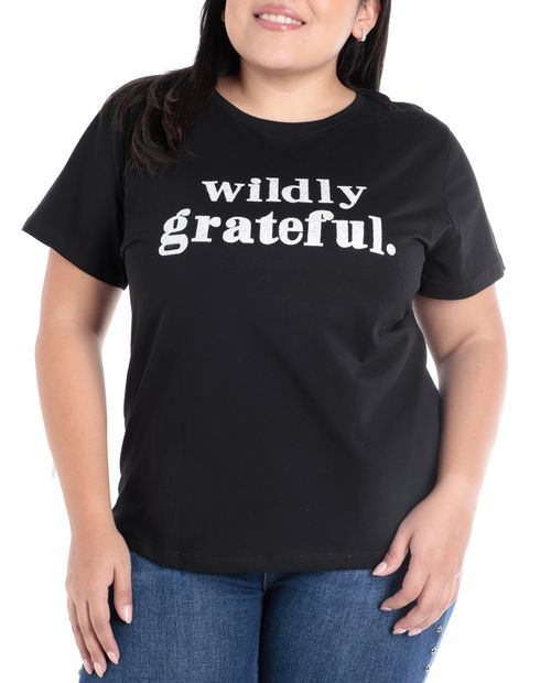 Camiseta Unexpected negro manga corta para mujer