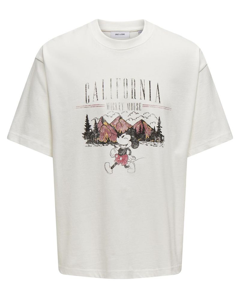 104776192-Camiseta-Only-and-Sons-relaxed-fit-blanca-con-estampado-de-Mickey-Mouse-para-hombre