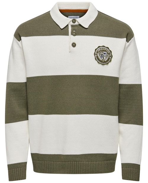 Suéter tipo polo Only & Sons wide fit bicolor rayado para hombre