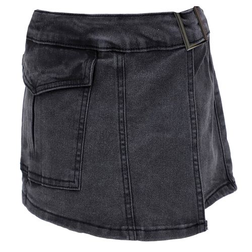 Falda short denim negro sólido para niña