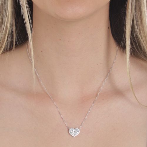 Cadena con dije de corazón de plata en plateado para mujer