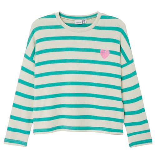 Sudadera bicolor a rayas para niña
