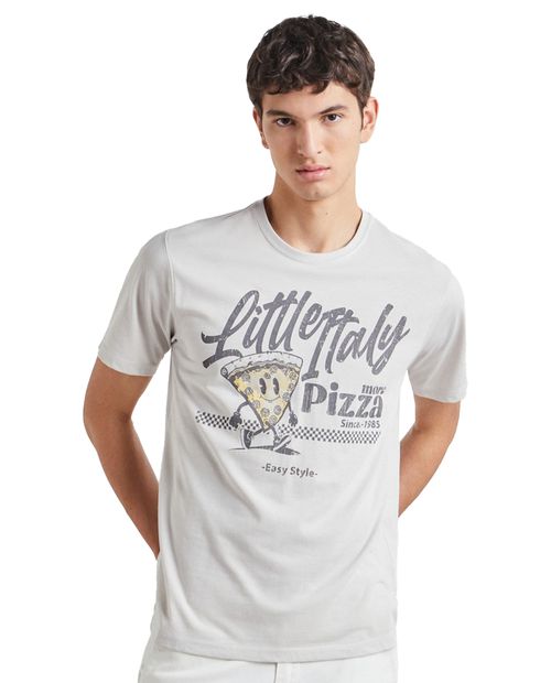Camiseta Easy Wear gris claro estampado "Little Italy" para hombre