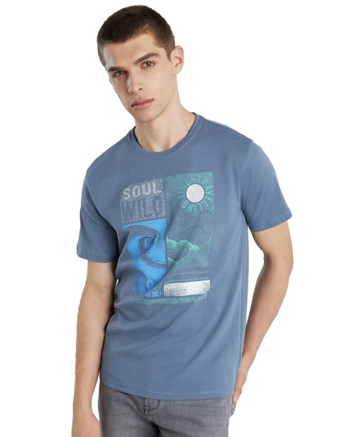 Camiseta Easy Wear azul estampado naturaleza para hombre