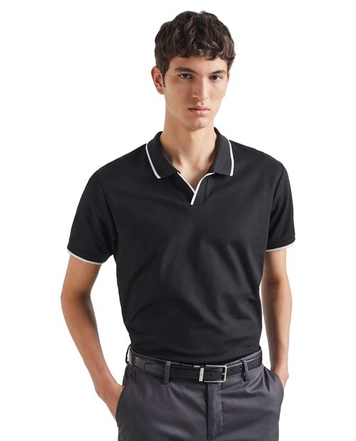 Camisa polo Easy Wear negra sólida para hombre