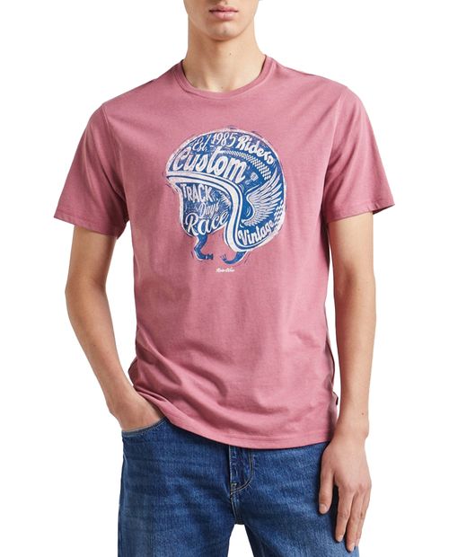 Camiseta Easy Wear rosada estampada casco para hombre