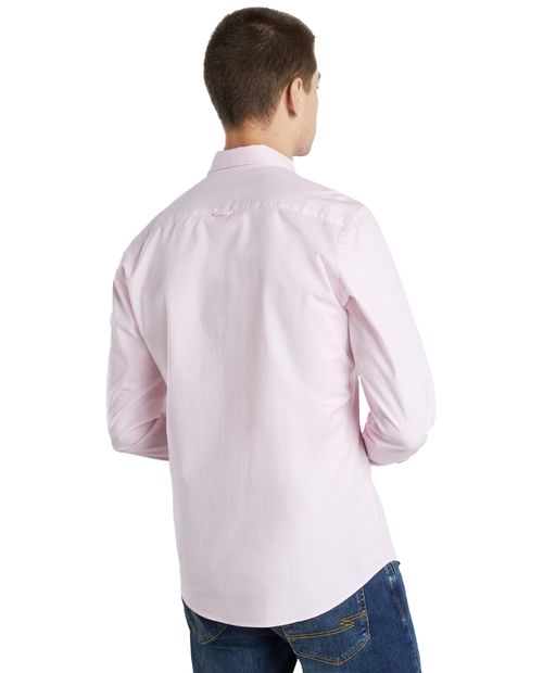 Camisa casual oxford Easy Wear rosada sólida para hombre