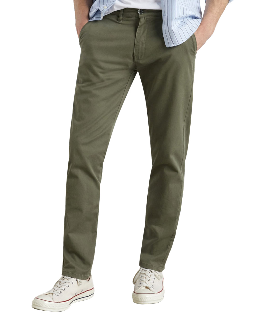 Pantalón chino slim fit Easy Wear verde sólido para hombre