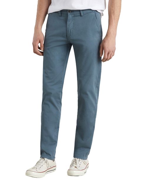 Pantalón chino slim fit Easy Wear azul sólido para hombre