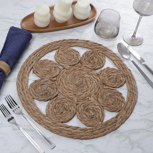 Mantel individual redondo de fibra natural para mesa 39,5 cm
