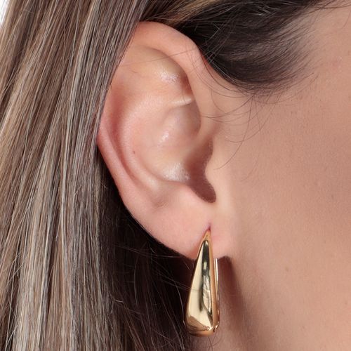 Aretes hoops de brass con baño de oro para mujer