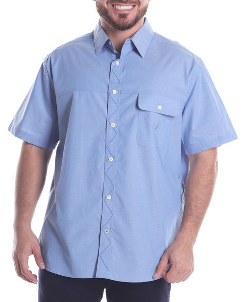 Camisa casual Nautica celeste sólida para hombre